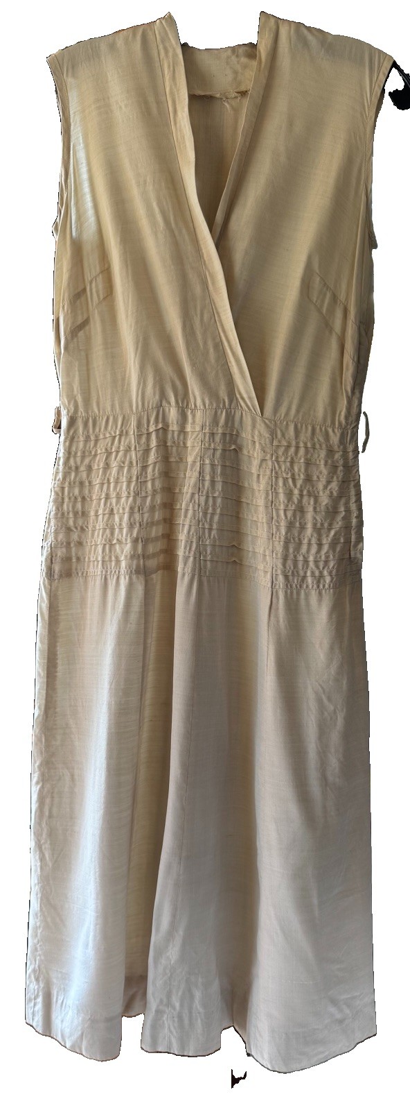 Vintage 1940’s Cream Silk Day Dress Pintuck Waist Midi Classic Elegance 6