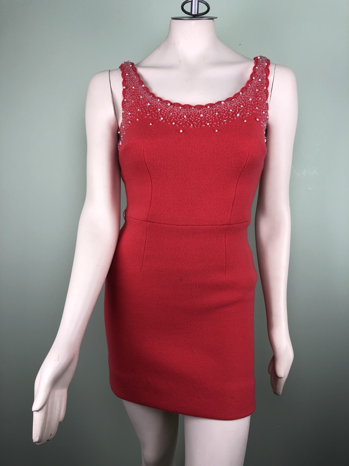 VINTAGE 50s 60s Jackie O Sheath Mini Sweater DRESS S XS 2 4 0 Vtg Mad Men Shift