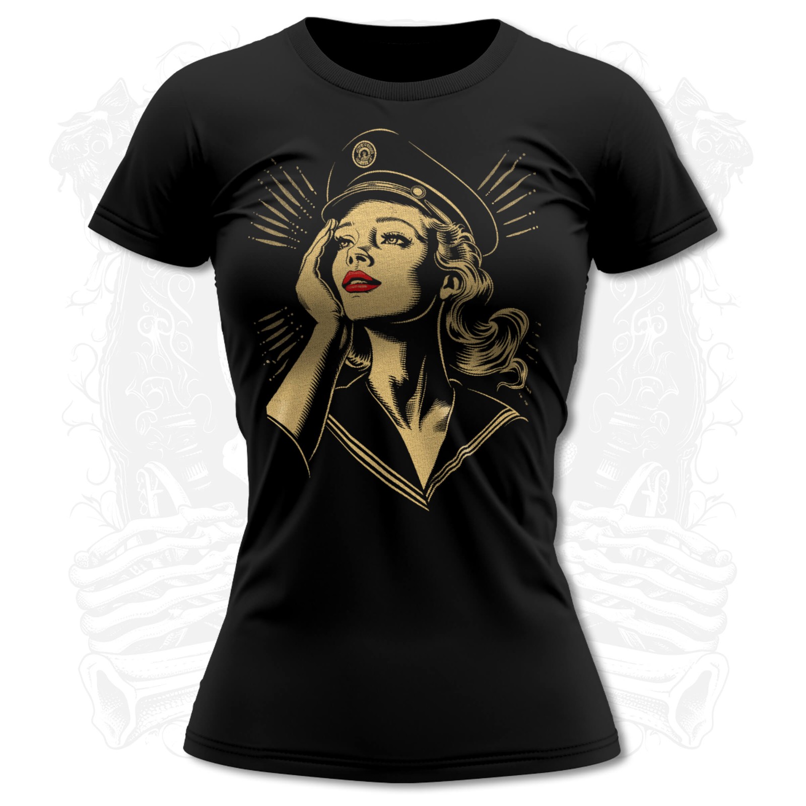 Vintage Retro Sailor Girl 11 Women’s Rockabilly T-Shirt