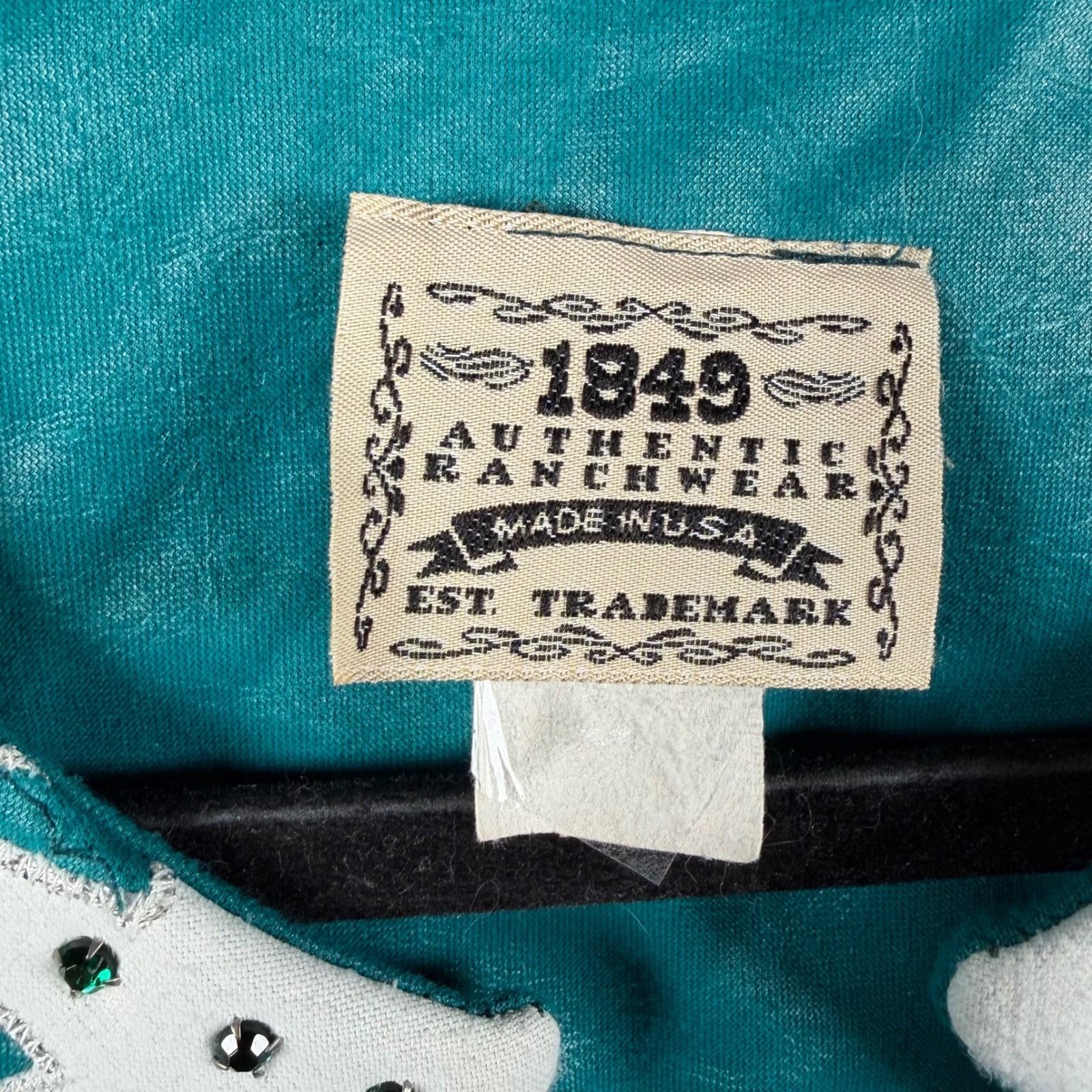VTG 1849 Authentic RanchwearWestern Vest Teal Black Studded USA Cowgirl