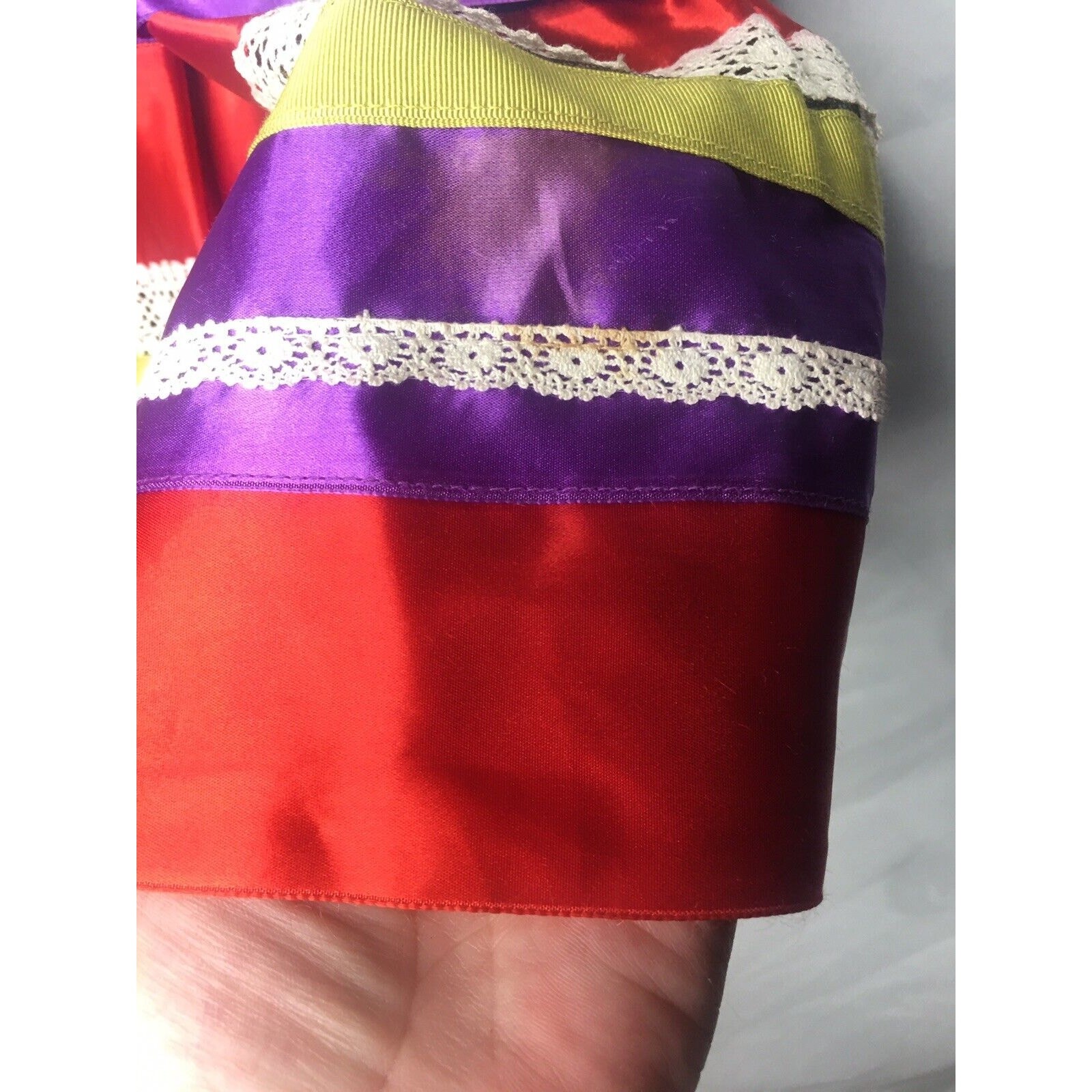 Ribbon Skirt Tiered Satin Lace Grosgrain Size XS Miss Pat Patsi Vintage