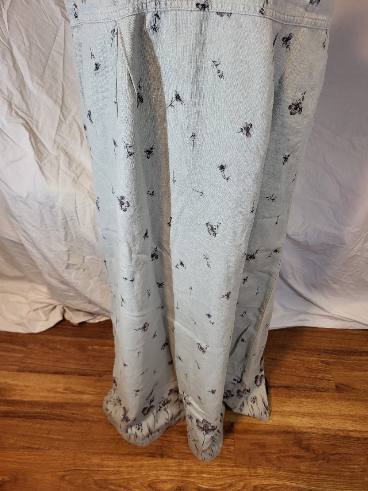 VTG Erika Collection Beige Linen Blend Floral Print Maxi Dress Womens Size S