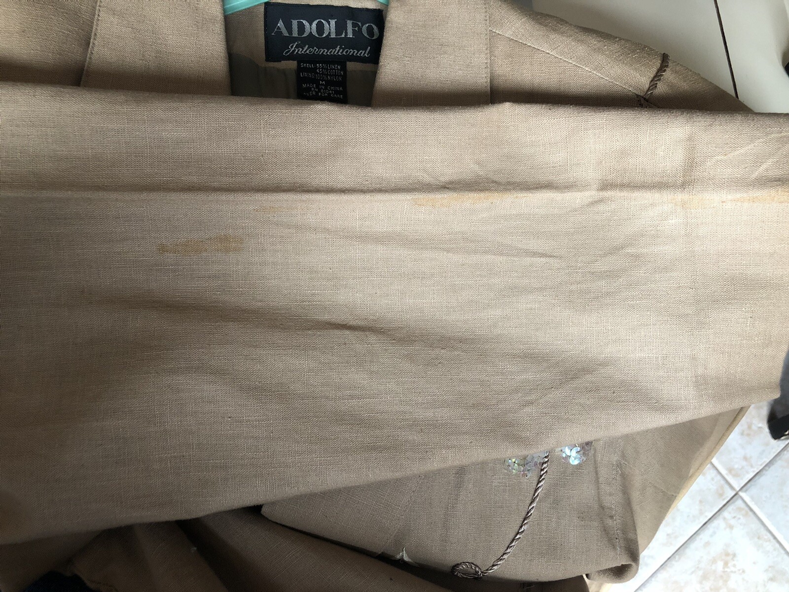 VINTAGE LINEN ADOLFO 80s PADDED EMBROIDERED WESTERN SEQUINS BLAZER JACKET SZ M