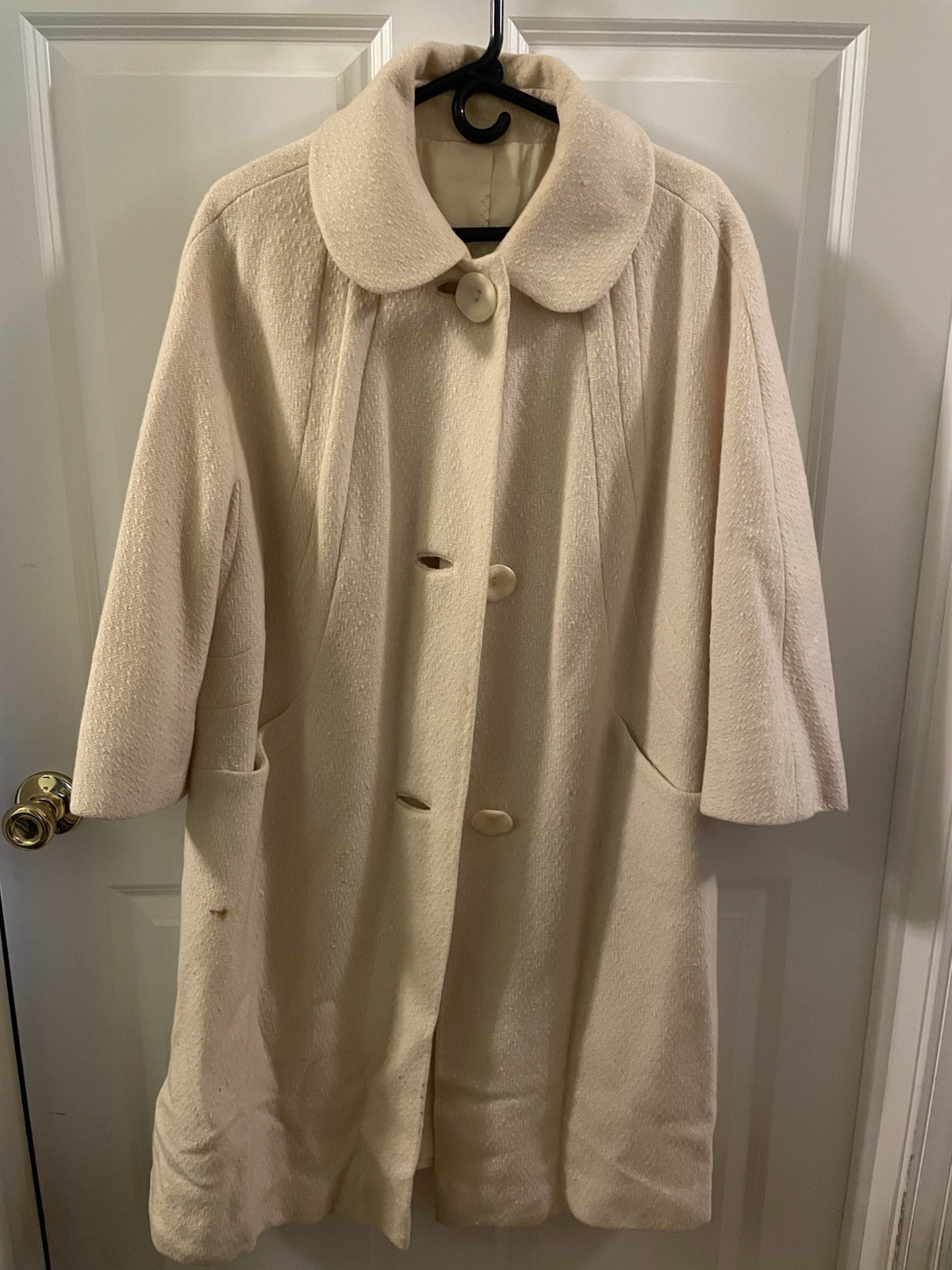 Vintage Youthcraft Bouclé Swing Coat Cream Union Made ILGWU 1960s Mod