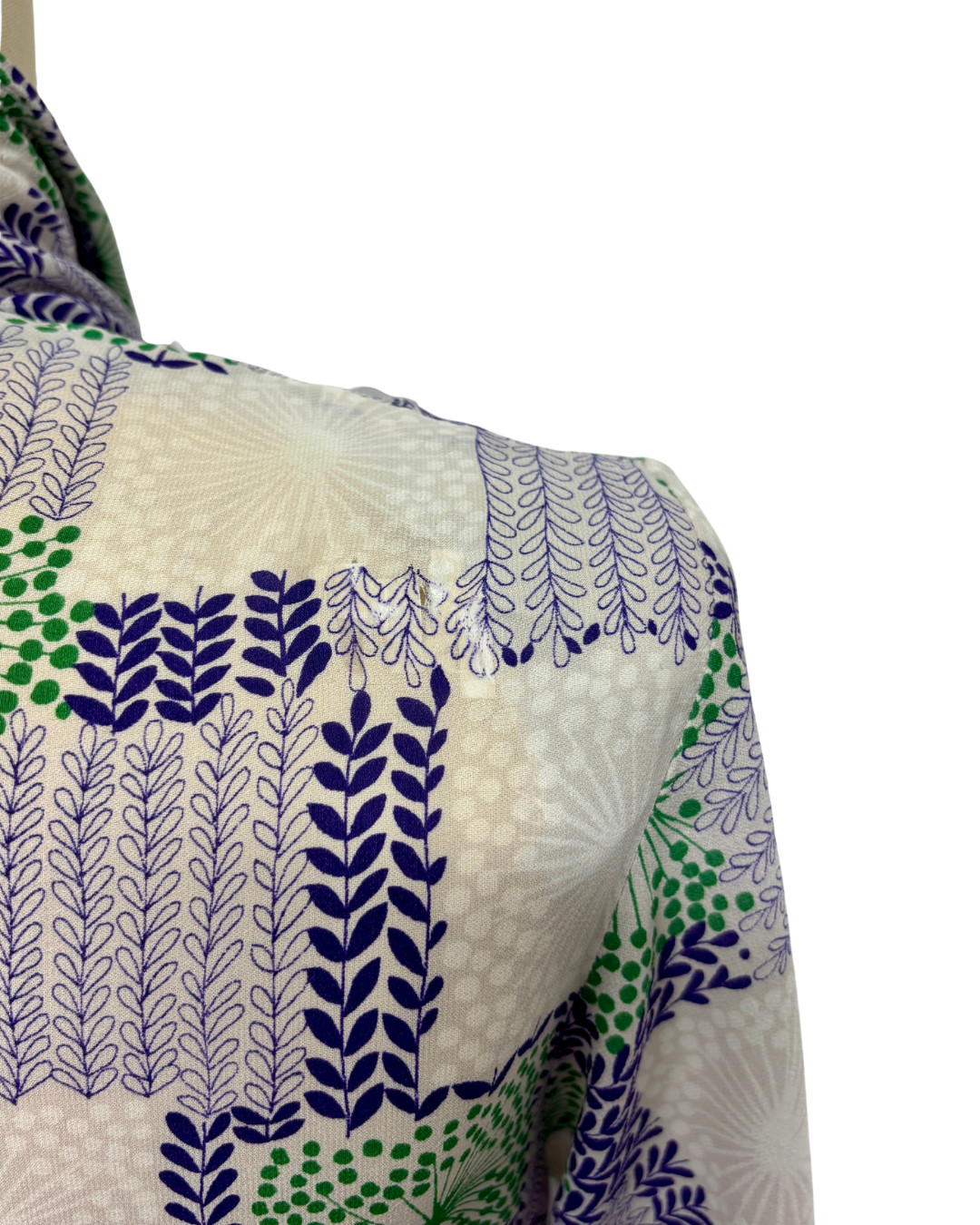 1950s PLUS SIZE PURPLE & GREEN RAYON | VOLUP 1950s PURPLE & WHITE PRINT DRESS