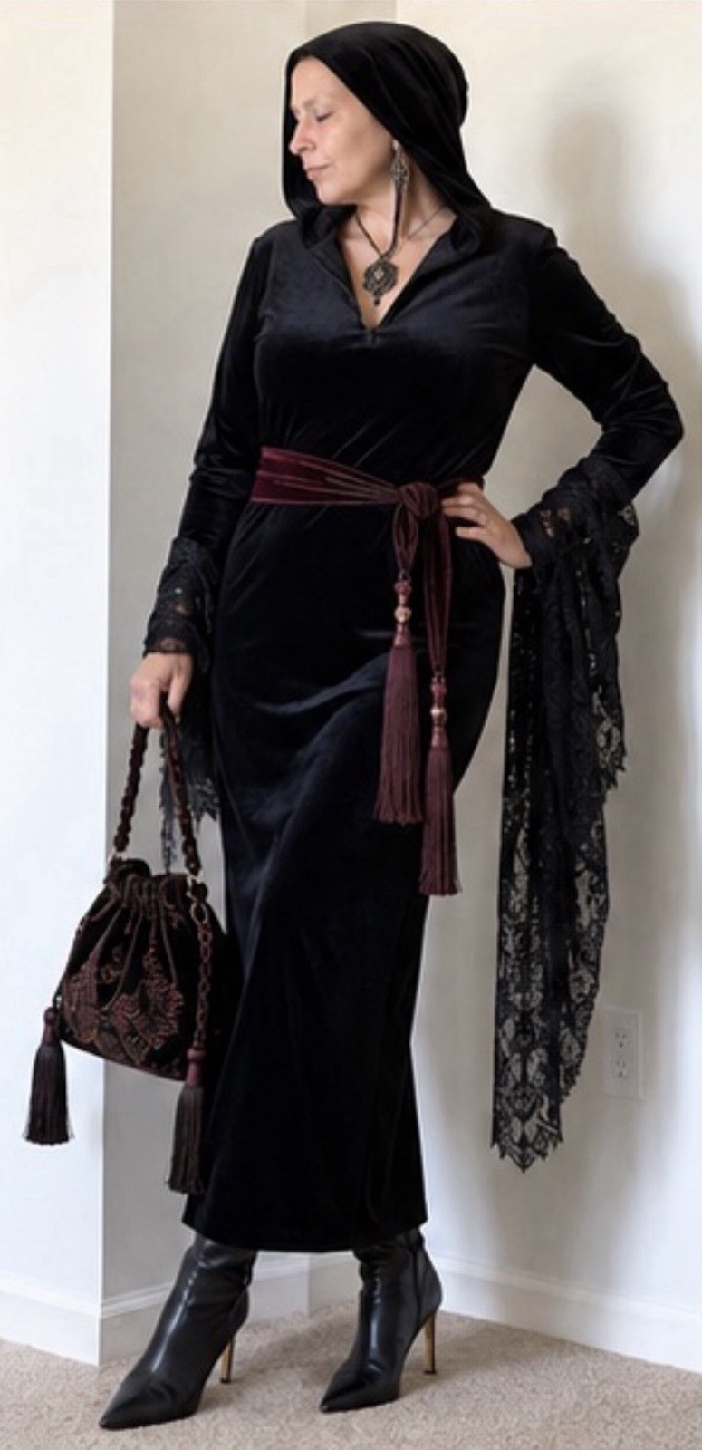 Willi Smith Collection Hooded Dress LARGE Street Couture Gothic Drama Vintage
