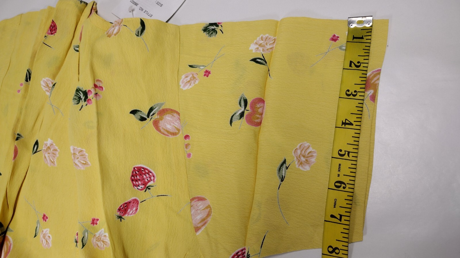 90s Rayon Yellow Dress Granny Apples Strawberry Print Country Easter Spring M