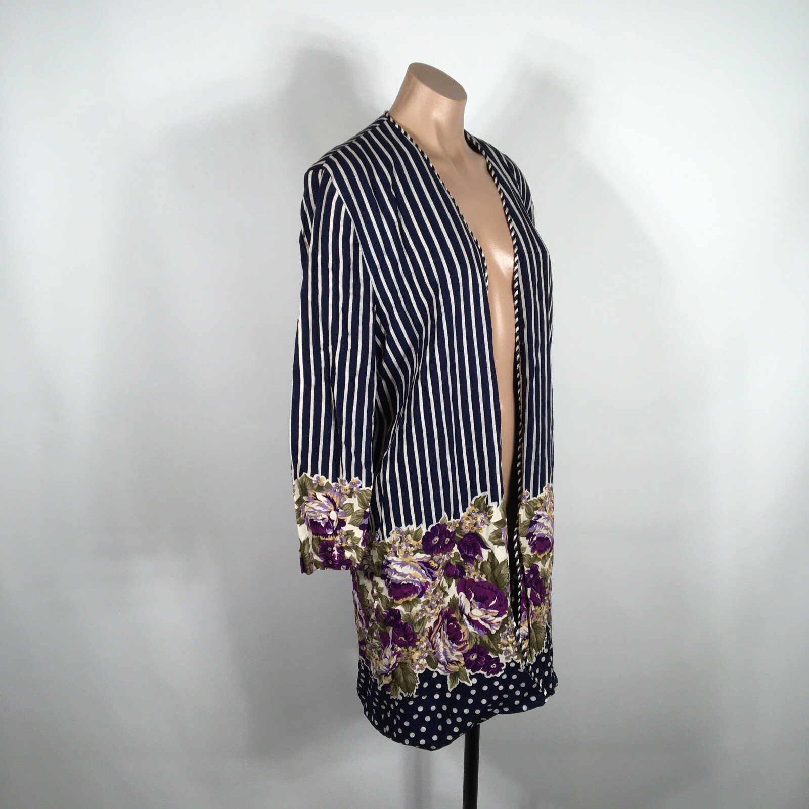 Jeffery and Dara Polka dot striped floral jacket shrug cardigan VTG 80s 11/12