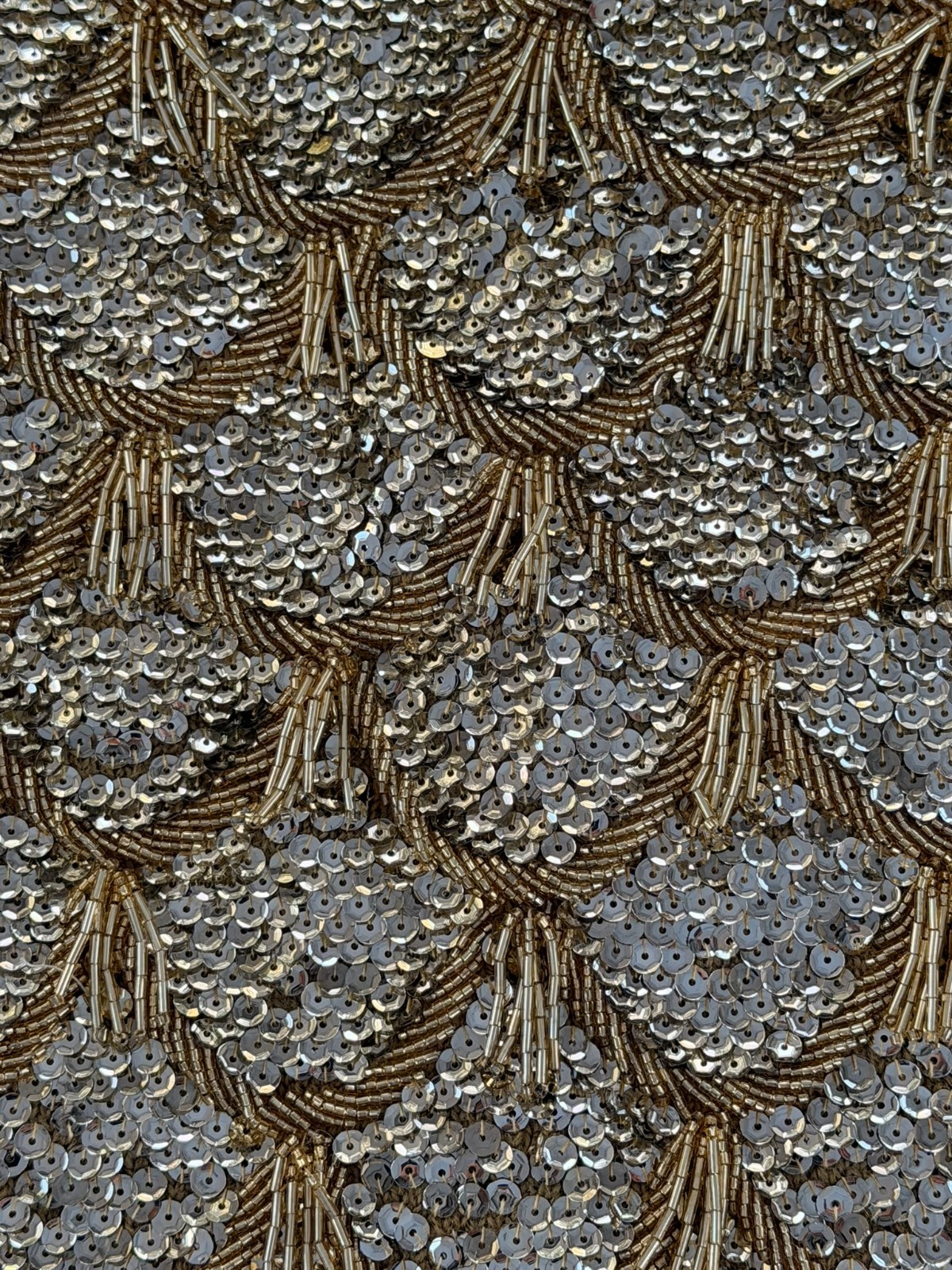 50’s /60’s VTG Wool Hand Beaded Sleeveless Top with Sequins Elegant Fringe SZ 16