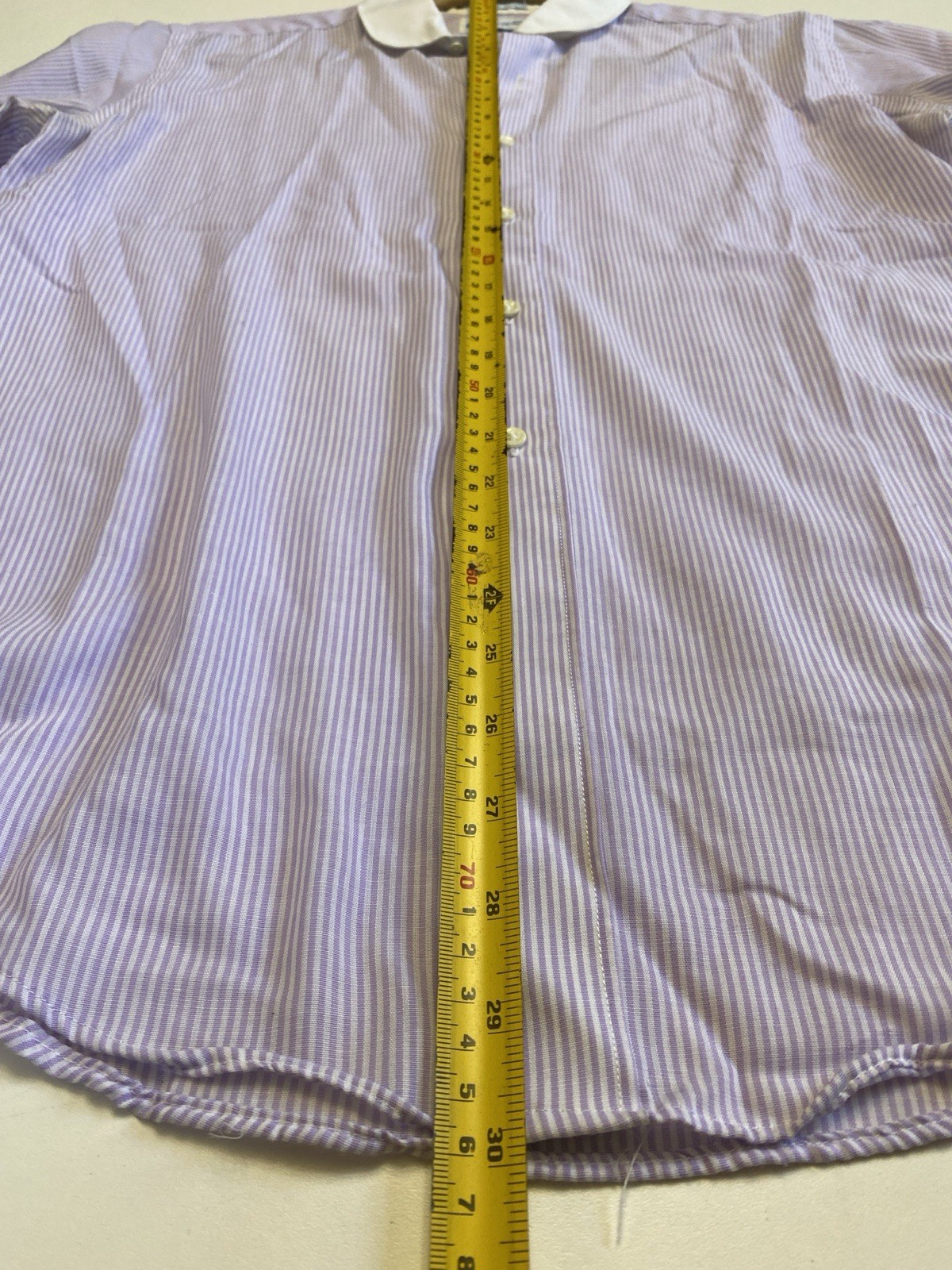 Vtg Pappagallo M Peter Pan Collar Cotton Blend Top Shirt Stripe Lavender Preppy