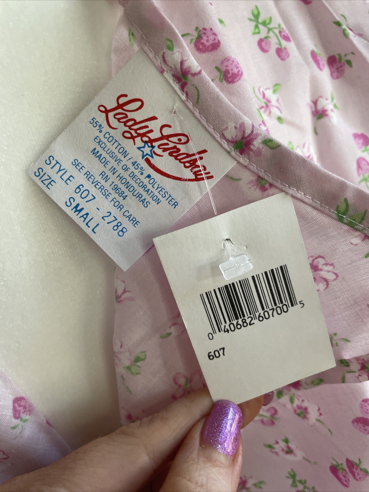NWT Lady Lindsay Women’s Small Floral Hospital Gown Snap Open Back Dress Pink 2