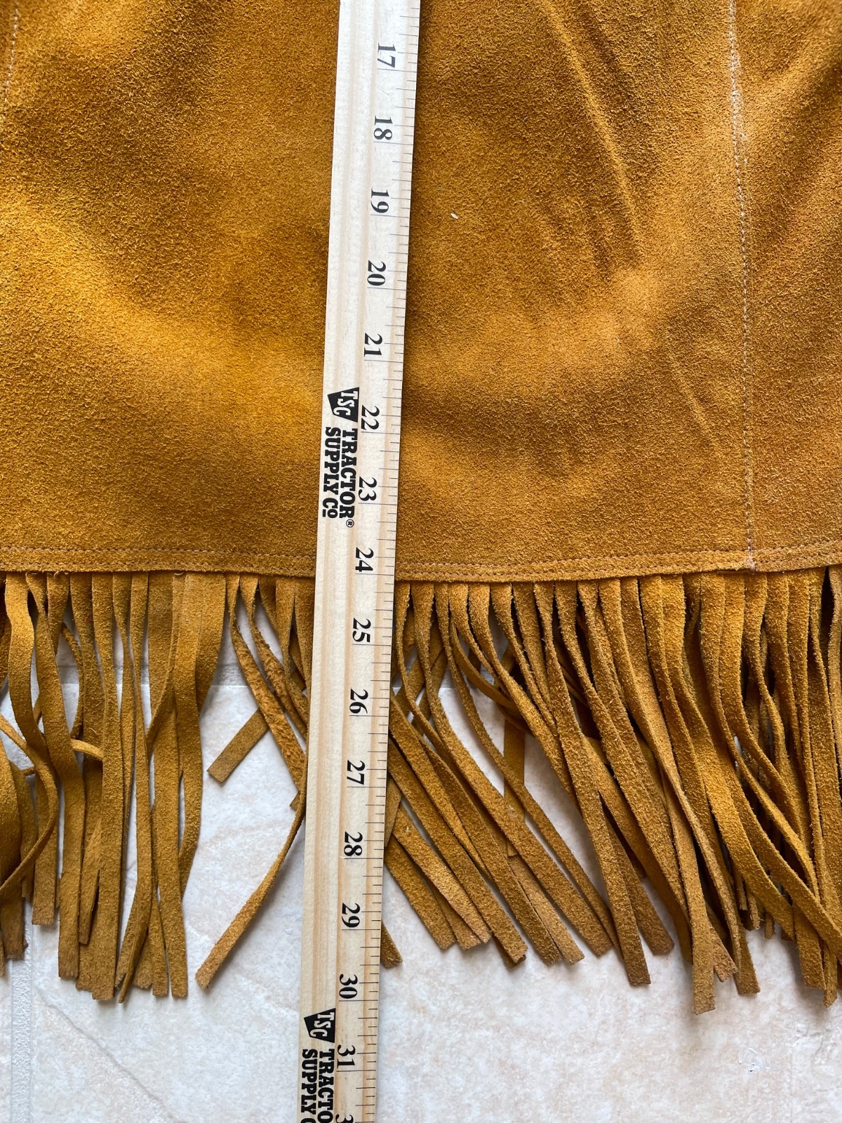 Authentic Vintage 1960s Charro Style Mexican Leather Fringe Jacket XS/Youth