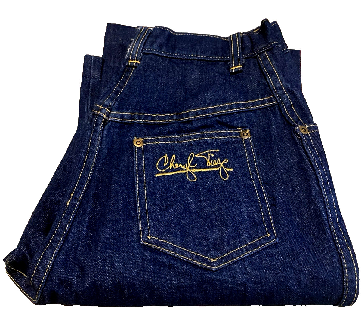 Cheryl Tiegs Jeans VTG 70s Dark Wash Denim Copper Stitching W26 L34.5 SZ 10
