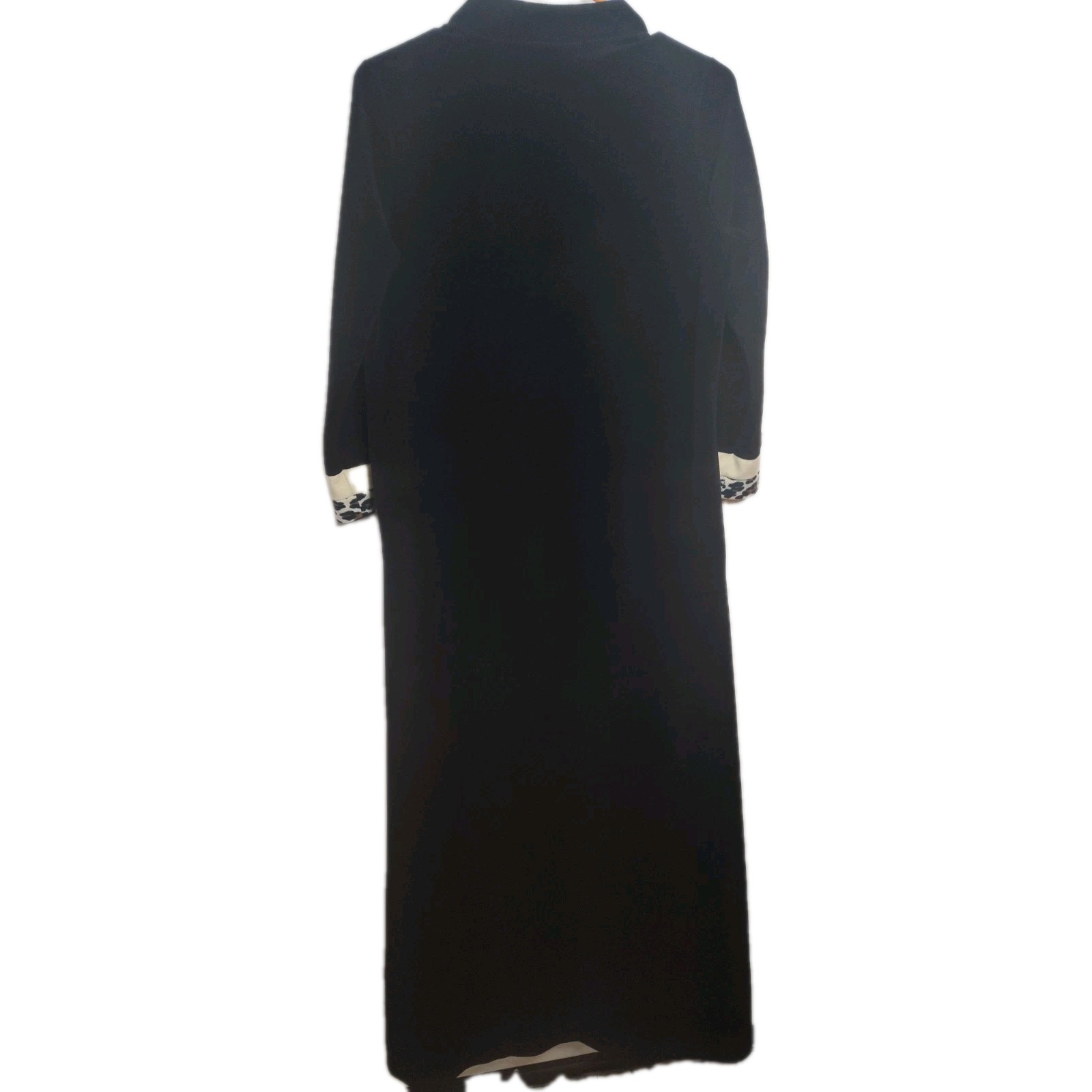 Vintage Vanity Fair Full Zip Robe Black With Animal Print Size 10 Pocket Mobwife