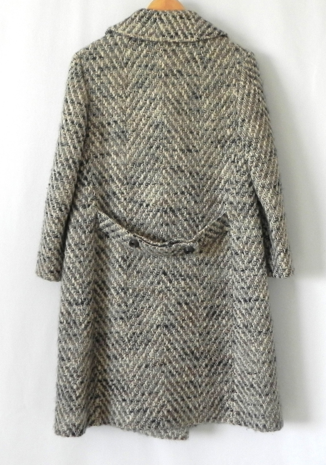 Vtg Kingsley Coat Double Breasted Heavy Woven Wool Pockets Size S