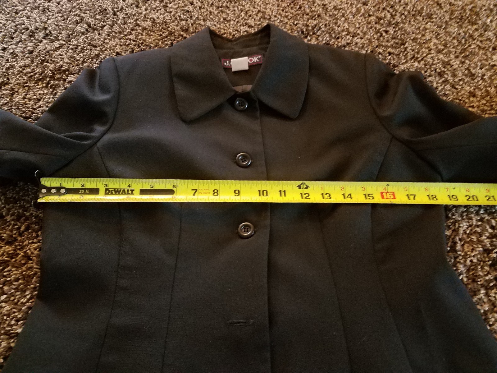 J G Hook Dress Jacket 2 Pc Set Size 8 P Black Wool Vtg lined coat