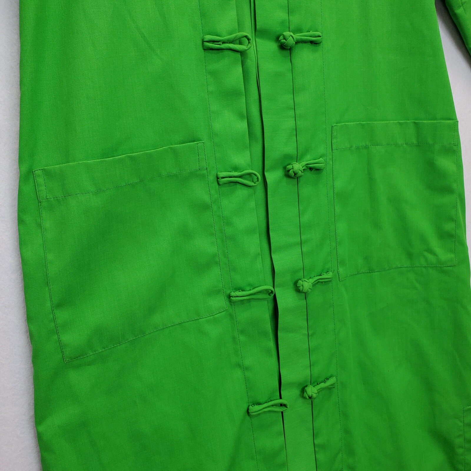 Vintage (Original Tags) GUMPS SF Lime Green Hostess Kaftan w/Frog Buttons Sz 8