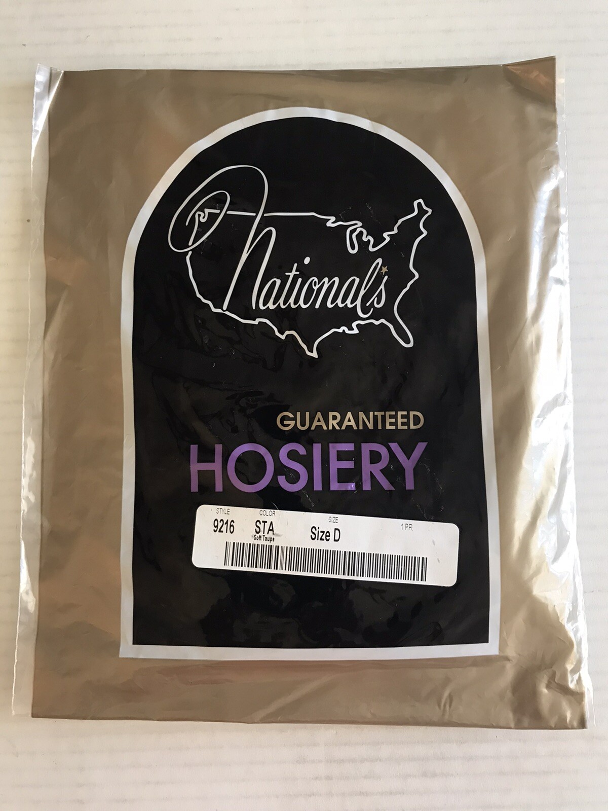 National’s Guaranteed Hosiery Style 9216 Soft Taupe Pantyhose Sz D 1 Pair
