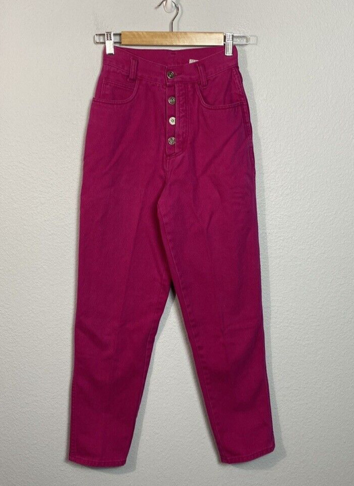 Vintage 80s RIO by Stephen Mardon Mom Jeans Hot Pink Denim Size 7 High Waisted