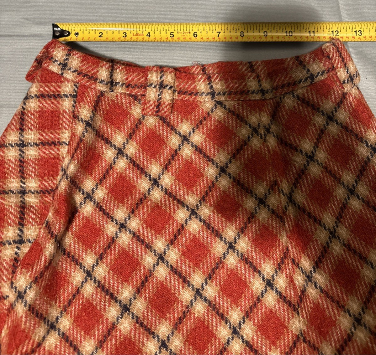 Prestige of Boston Skirt Size 10 Tartan Red Flare Partial Lined Knee Wool