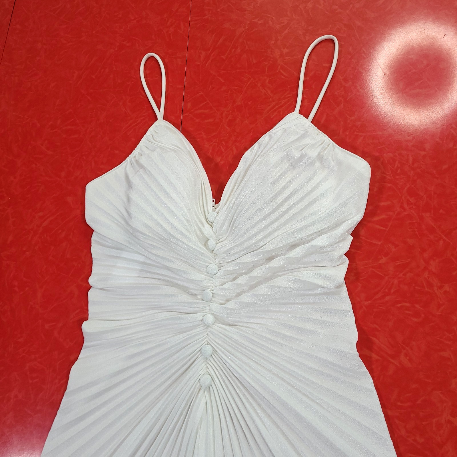 Vtg Pleated Maxi Dress New Leaf Samir S Vana White bridal Grecian angel ruched