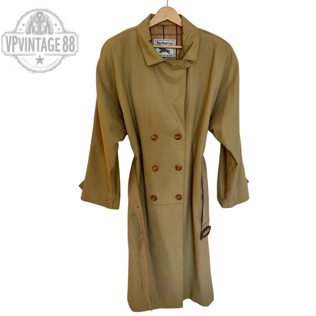 Vintage Burberry Prorsum Khaki Nova Check Women’s Belted Brown Trench Coat