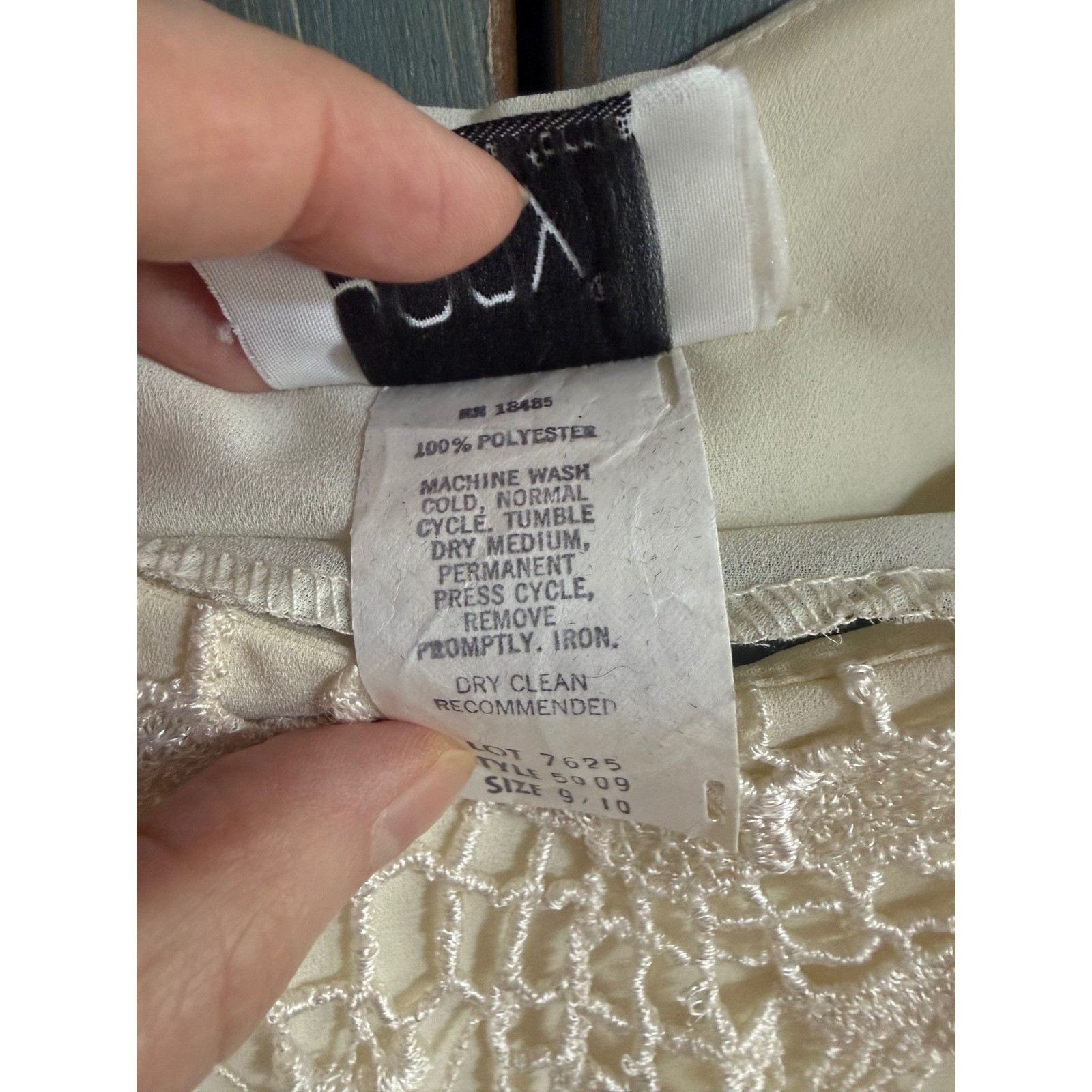 Vintage Jody California Cream Chiffon Crochet Lace Midi Dress Blouson 9/10 1980s