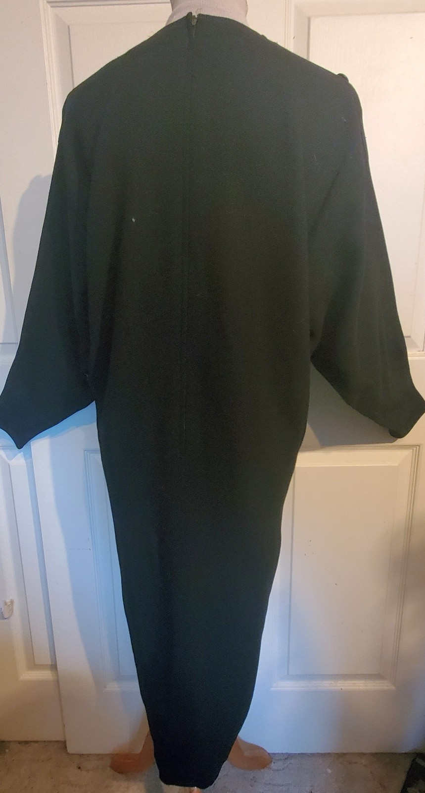 Vintage Black Jaeger Wool Unstructured Dress Dolman Sleeves B42 Size 12