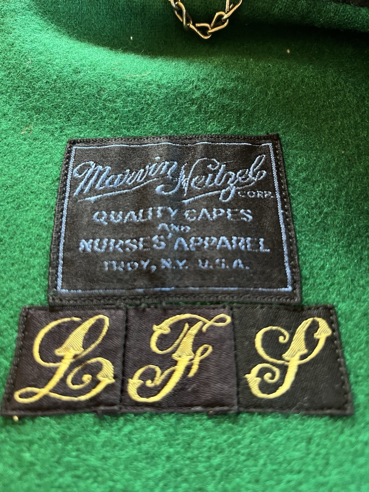 VTG Marvin Neitzal Wool Nurses Cape Dark Gray Green Lining O/S Repair Spot
