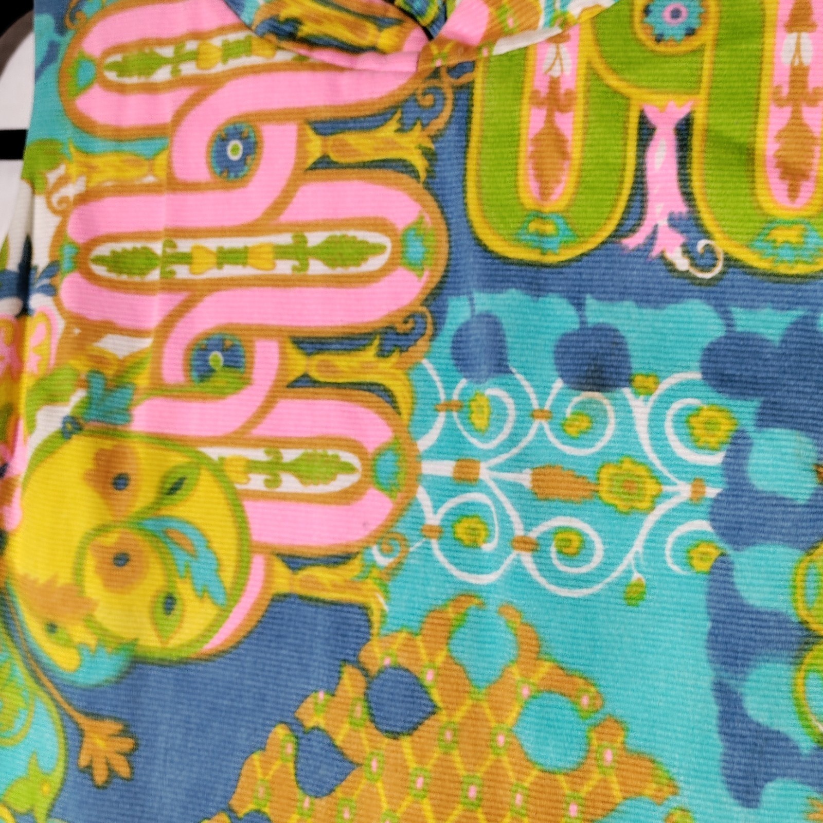 Tori Richard Hawaiian psychedelic 60s Multicolor Shift Dress Sz 12 Vtg