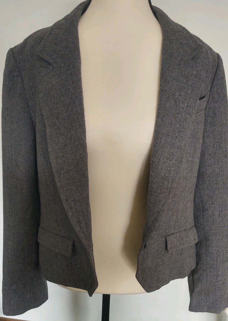 Pendleton Vintage Charcoal Wool Button Front Blazer Made In USA Size 12 FLAWS