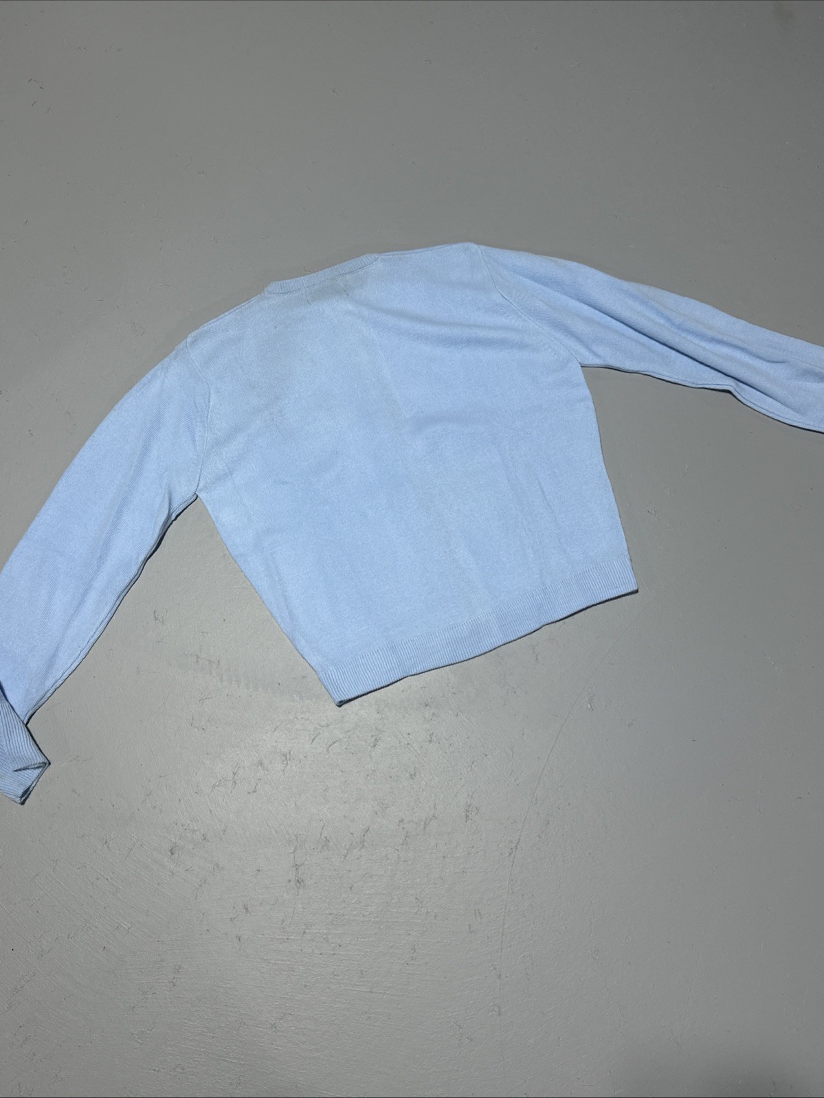 NOS Vtg 1950s Turbo Orlon Cardigan Sweater Baby Blue New 34 Sequined Butterfly