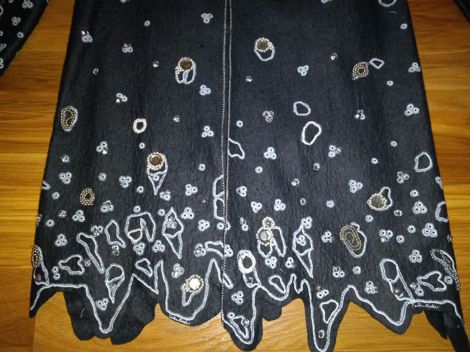 Vintage Zandra Rhodes Couture Black Felt Embellished Jacket Handmade England M