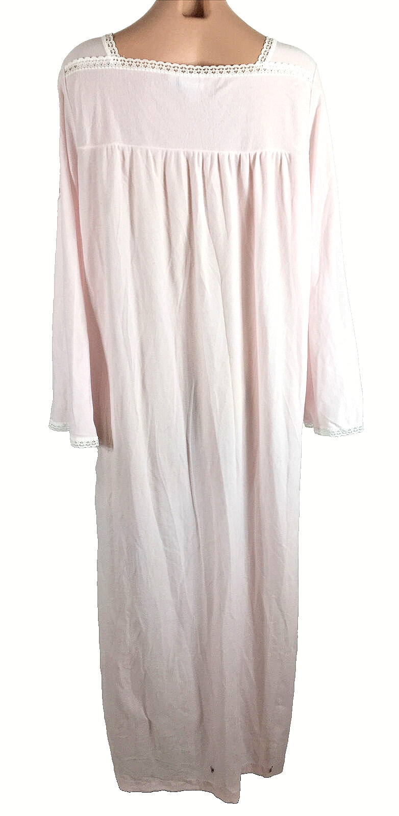 Vintage Brushed Nylon Granny Nightgown Damea’ Pink Long Sleeve Night Gown Size L