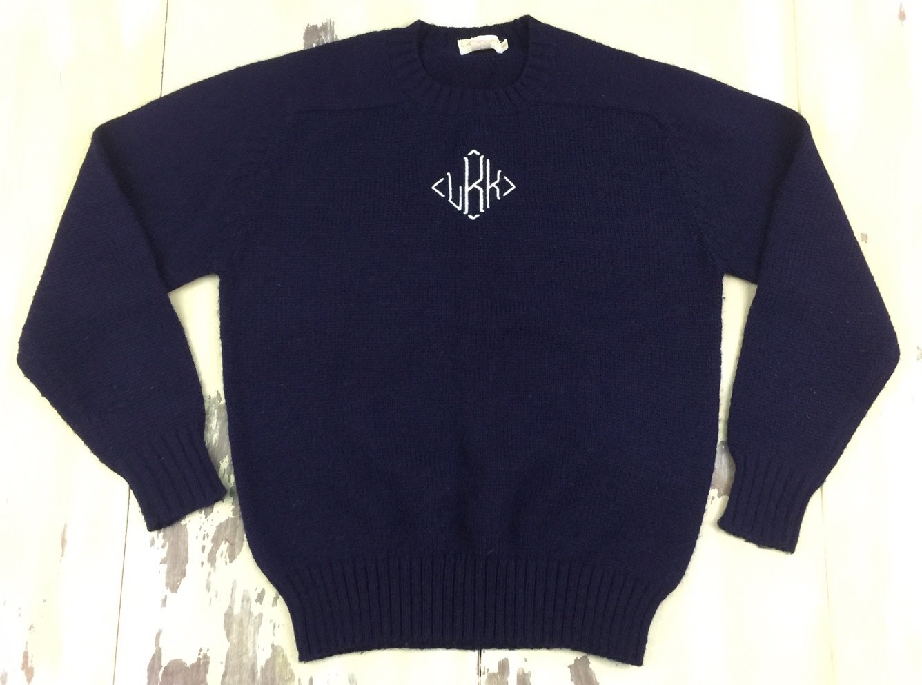 AVANTIQUE – Vtg 50s-60s Navy Blue Crewneck Acrylic Sweater, Womens Medium/Large