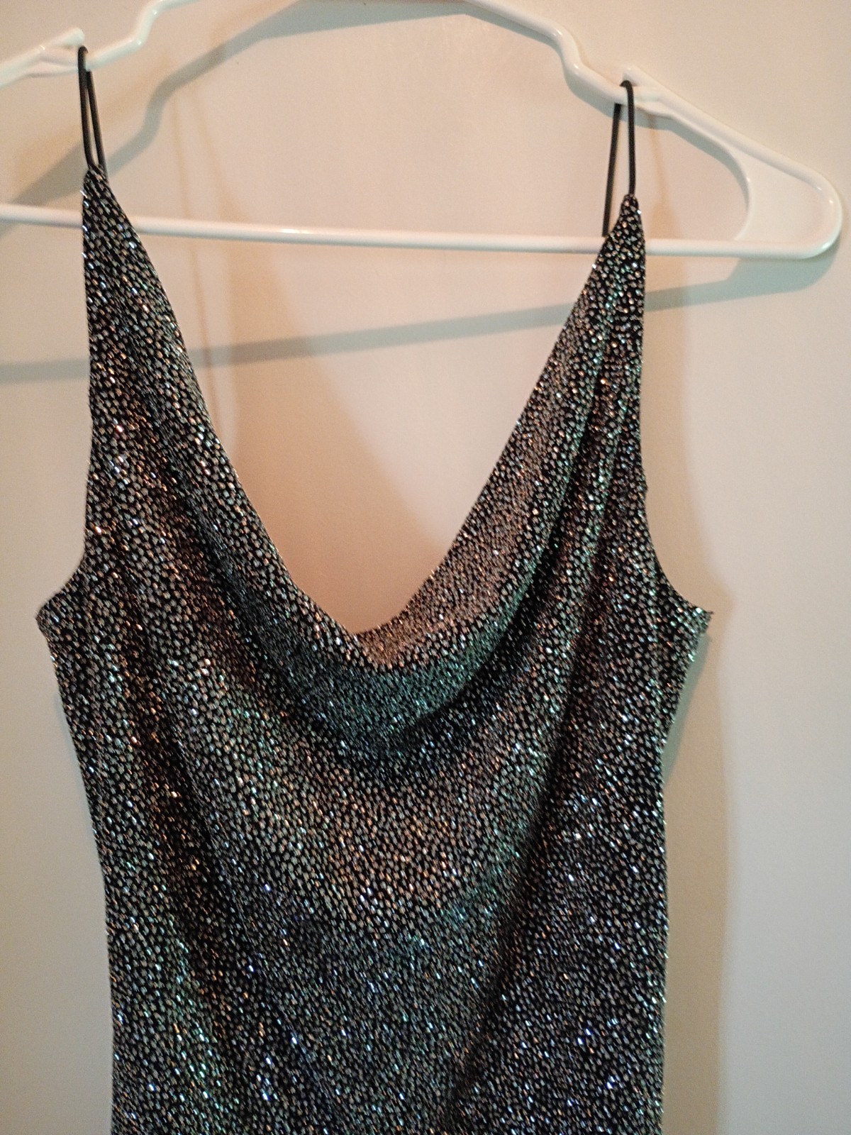 Vintage Jodi Kristopher Black Speckled High-Low Cowl Slip Dress