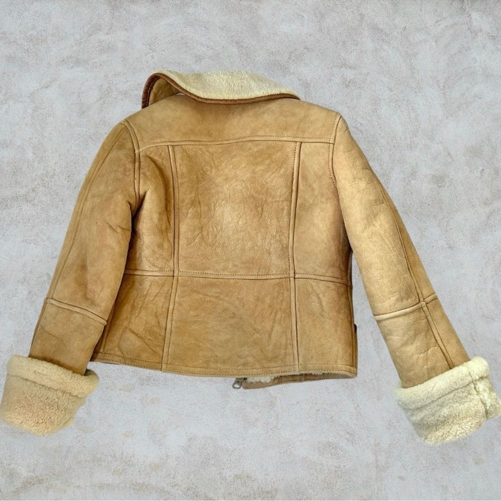 Vintage 100% Leather Suede Shearling Coat French Creek Sheep and Wool Co sz 12