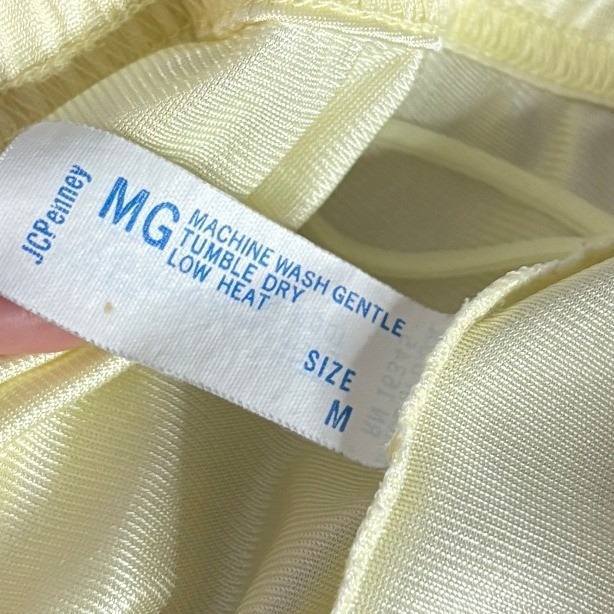 Jolie Two JCPenney Vintage Yellow Nylon Pajama Set Floral Lace Medium
