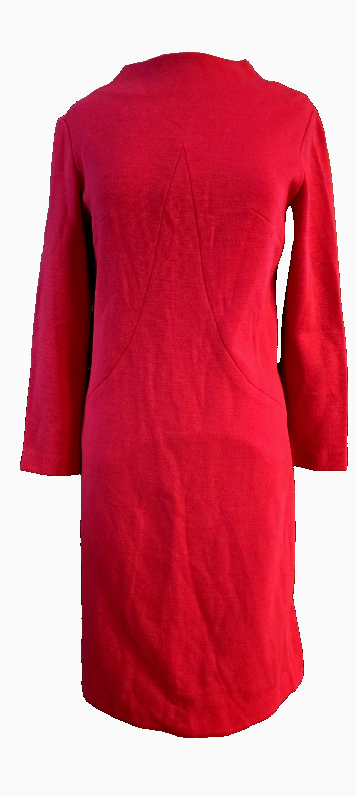 Vintage 1960s Bleeker Street Women Reddish Orange long sleeve mod Knit Dress M