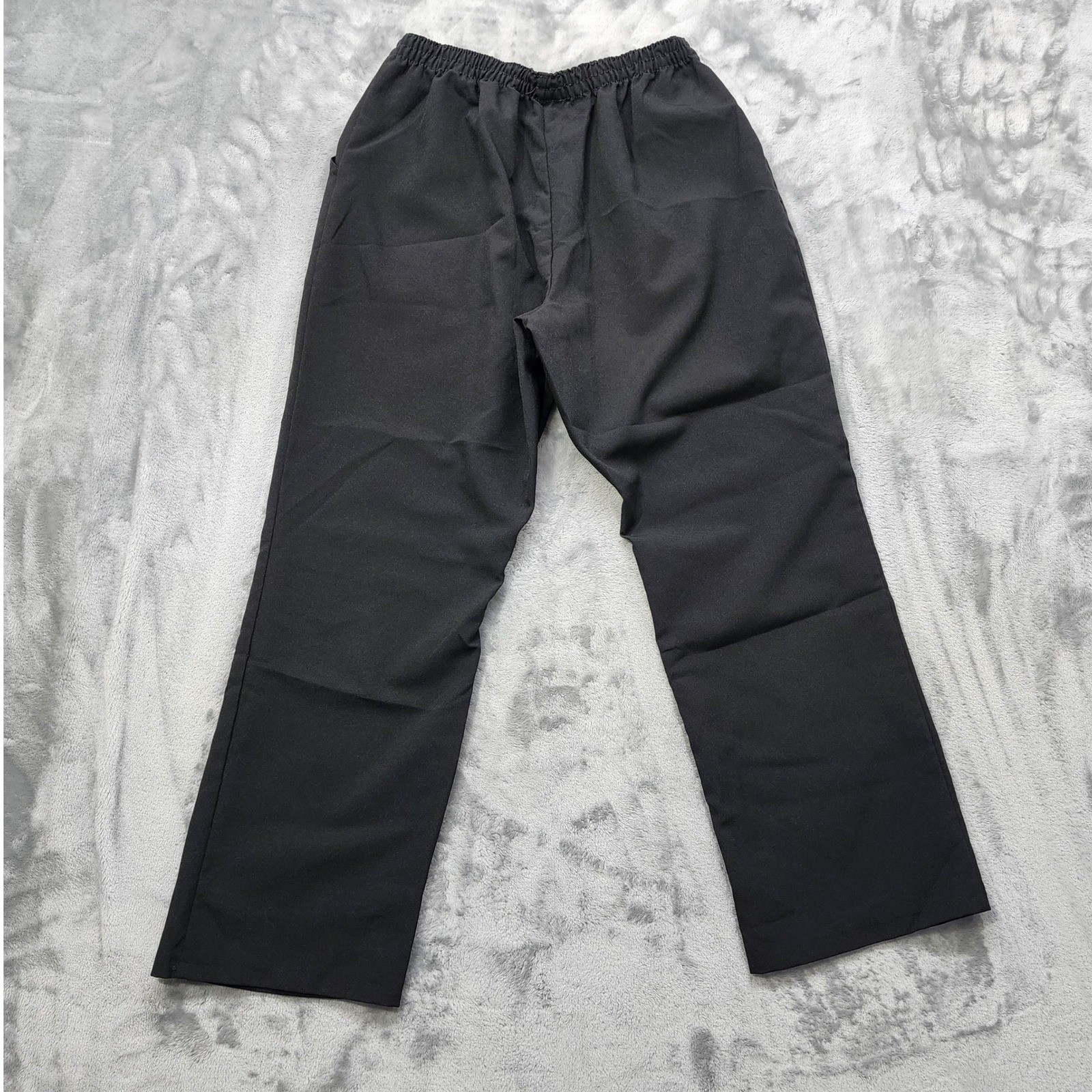 Vintage Chic Pants Womens 16 PETITE Black Pull On Elastic Waist Straight Casual