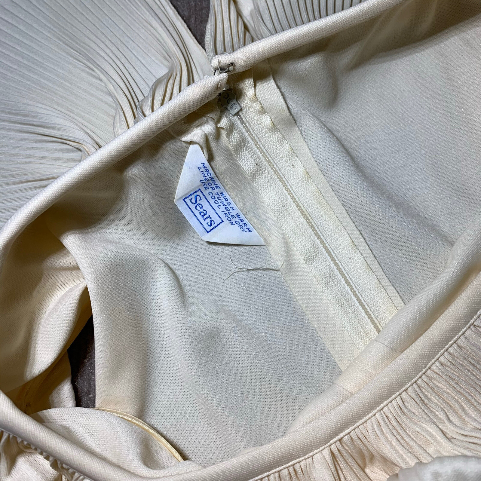Vtg Nightgown S 32 Robe Peignoir Set Gown Silky Nylon Nude Empire Egyptian Long