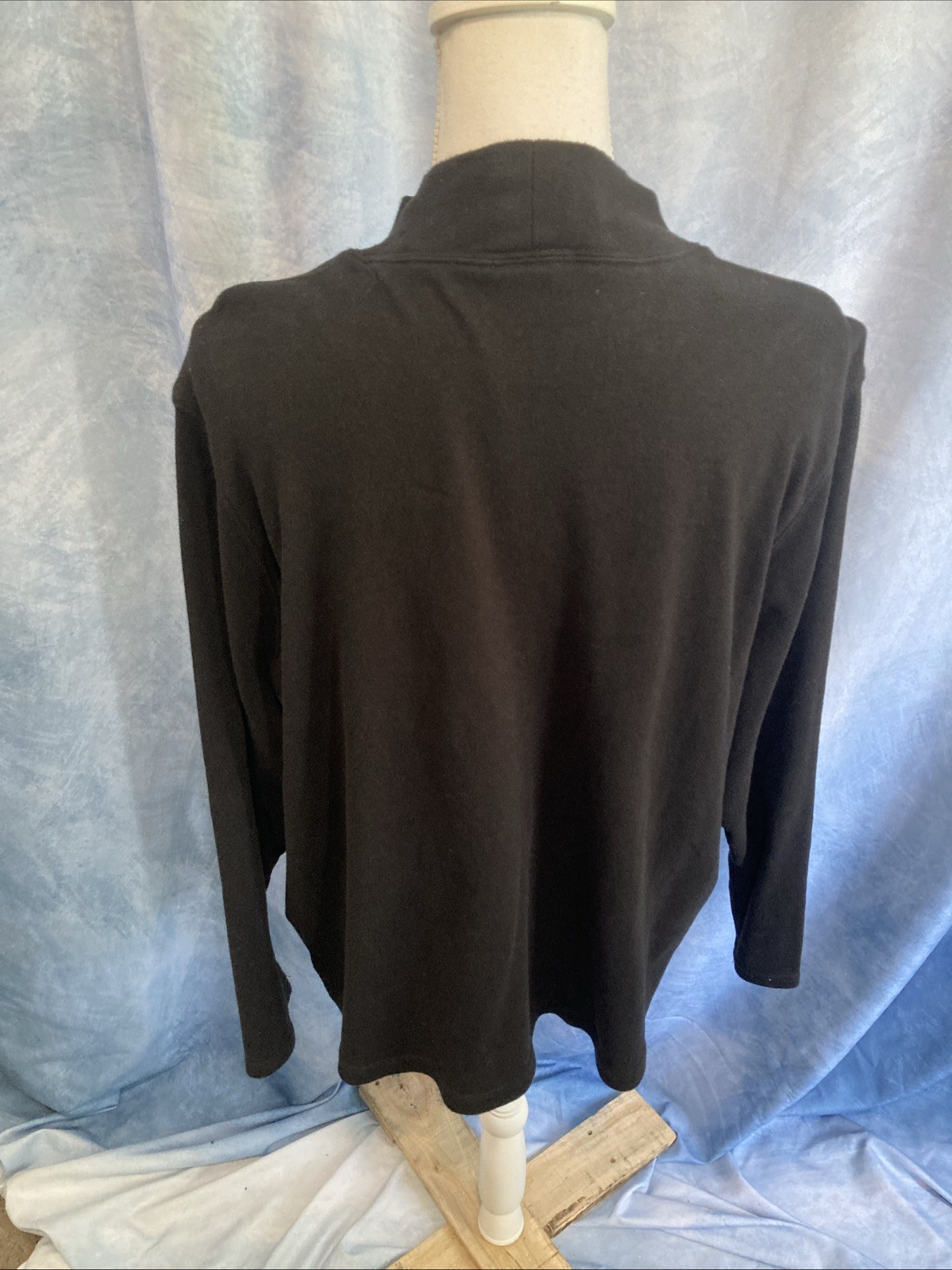 VTG Y2K Studio Works 2X Plus Mock Neck Top Snowflakes Embroidered Black Cotton