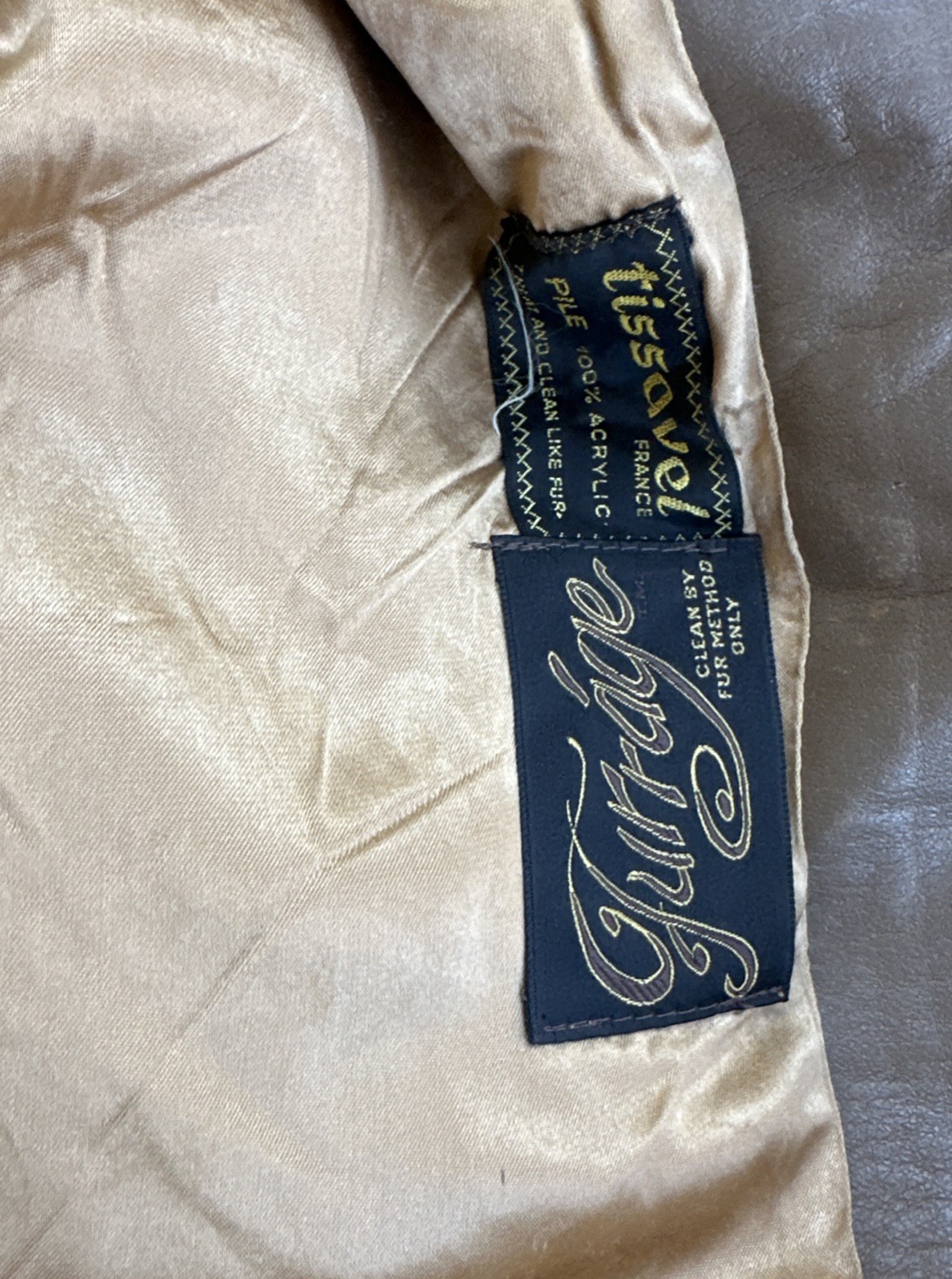 Vintage 60’s Tissavel France Furrage Beige Faux Fur Long Coat Sz. Medium?