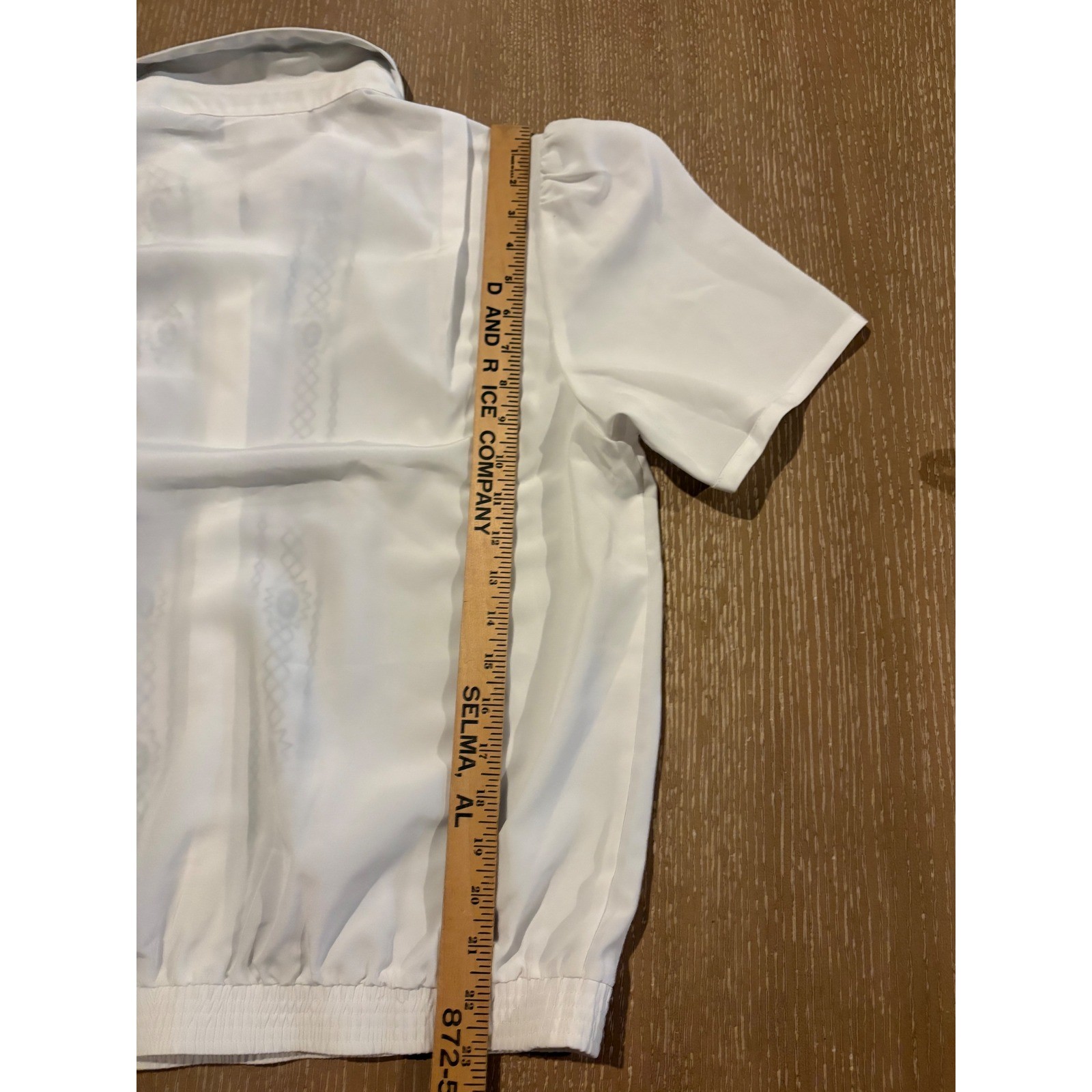 Yves St Clair White Embroidered Blouse Women’s 16 Short Sleeve Retro Top EUC