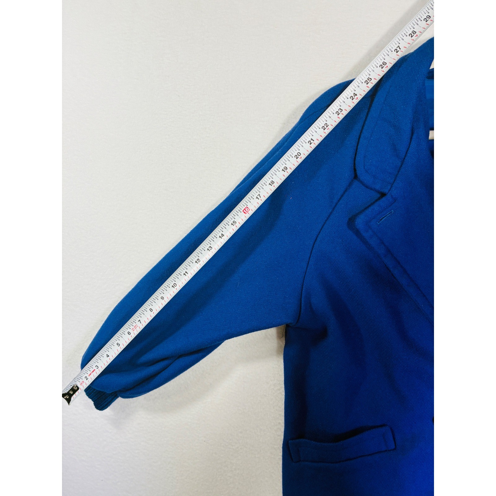 Herman Kay Vintage USA Womens M/L Blue Wool Blend Double Breasted Coat Cuff