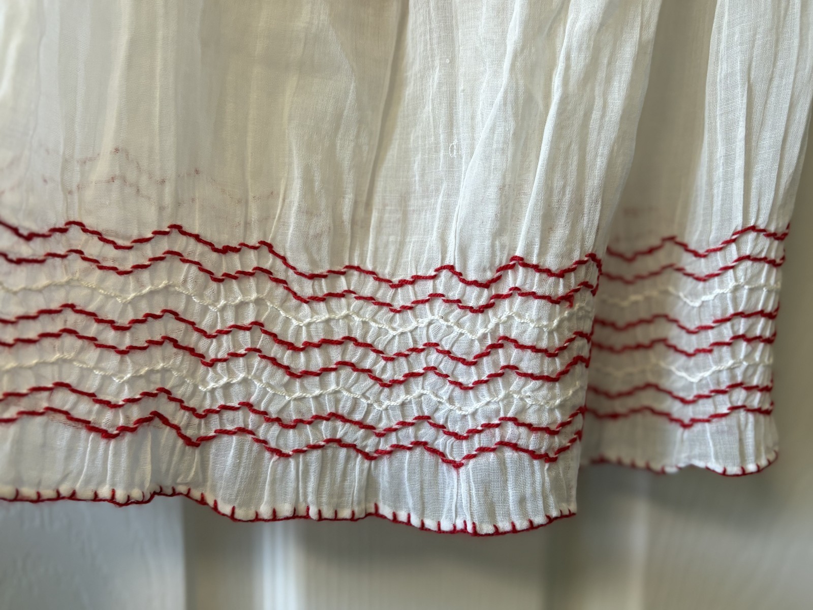 Authentic Antique 1930s 40s Yugoslavian Hand Embroidered Hand Smocked Blouse S-M