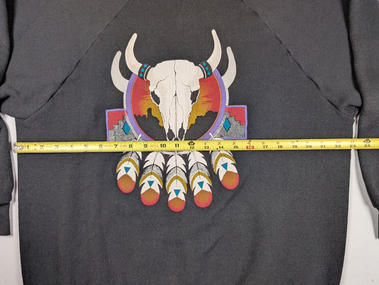 Vtg 80s 90s Sweatshirt Native American DreamCatcher Bull Skull Southwestern Usa