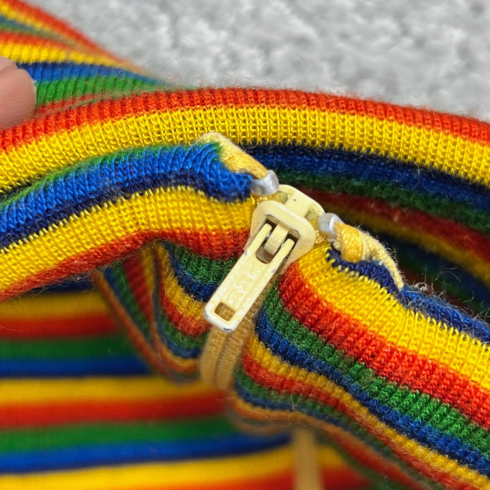 VINTAGE Rainbow Striped Mock Neck Quarter Zip Knit Top Women S? Multi Longsleeve