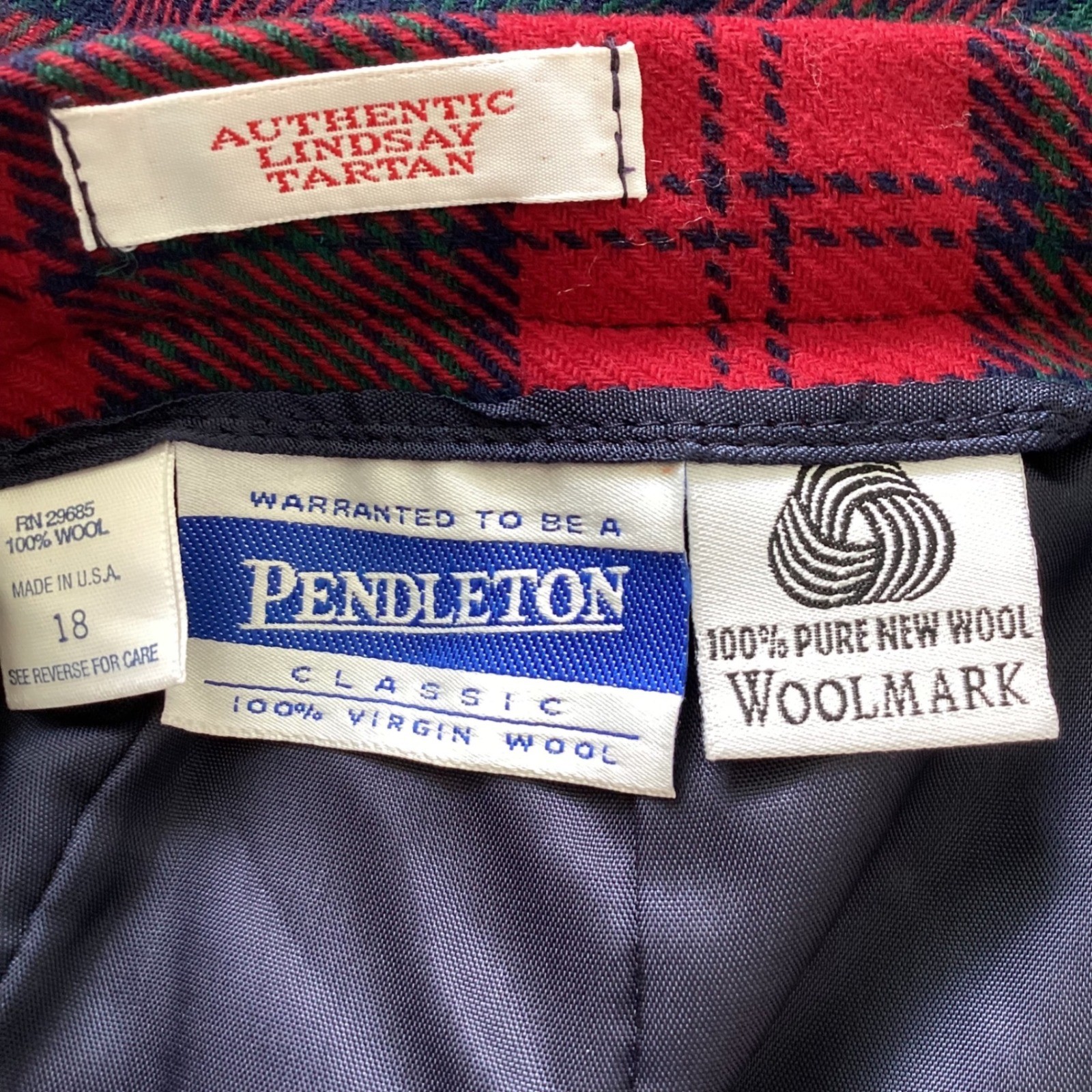 Pendleton Wool Pencil Skirt 18 Red Green Lindsay Tartan Plaid Made in USA