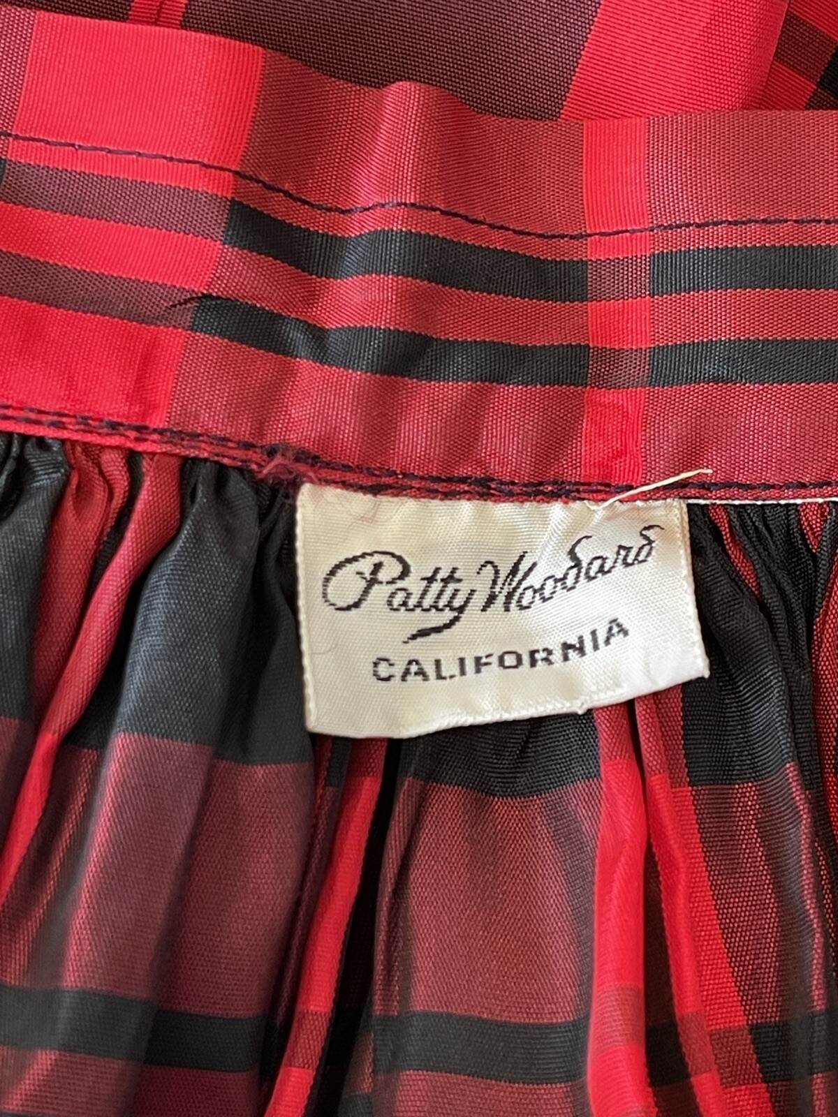 Vintage Patty Woodard California Red Plaid Pleated A-Line Midi Skirt Christmas